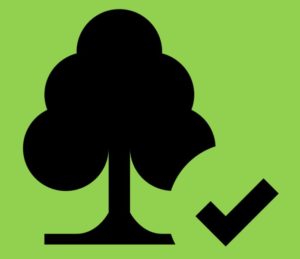 drawing of a tree and a check mark next to the tree
