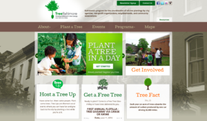 Screenshot of Tree Baltimore's website homepage