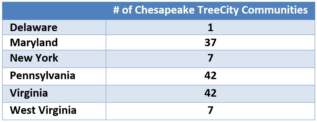 Chesapeake Tree Cities by State