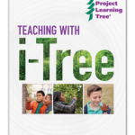 Three photos of children doing i-Tree projects with title "Teaching with I-Tree" by Project Learning Tree