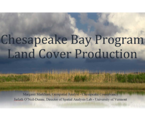Photo of wetland with text Chesapeake Bay Land Cover Production Program
