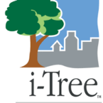 Graphic with trees, city and text "i-Tree Landscape"