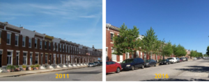 Baltimore block before and after tree planting